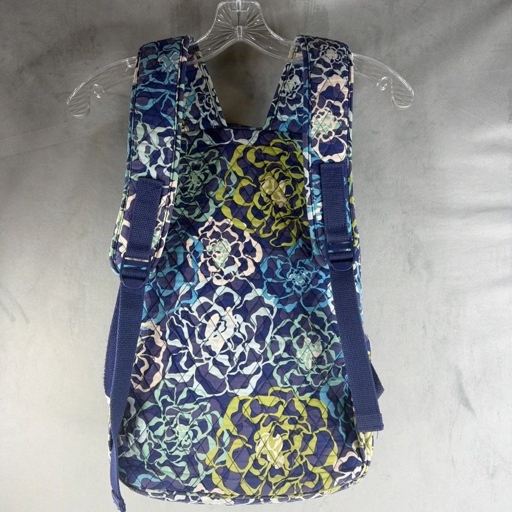 Vera Bradley Backpack Blue Green Floral Quilted Campus School Travel Bag